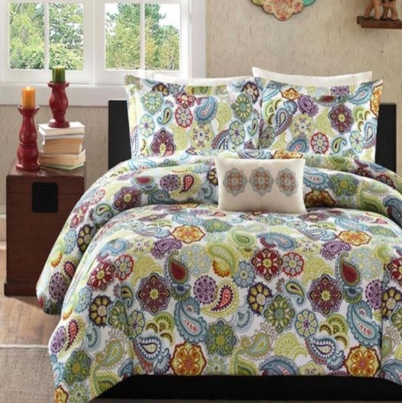 Mi Zone Asha Printed Paisley Multi 4pc Full / Queen Comforter Set - Picture 6 of 7